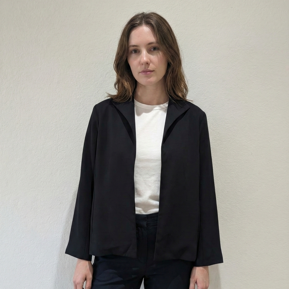 Eileen Fisher Classic Black Women's Blazer 100 Percent Wool